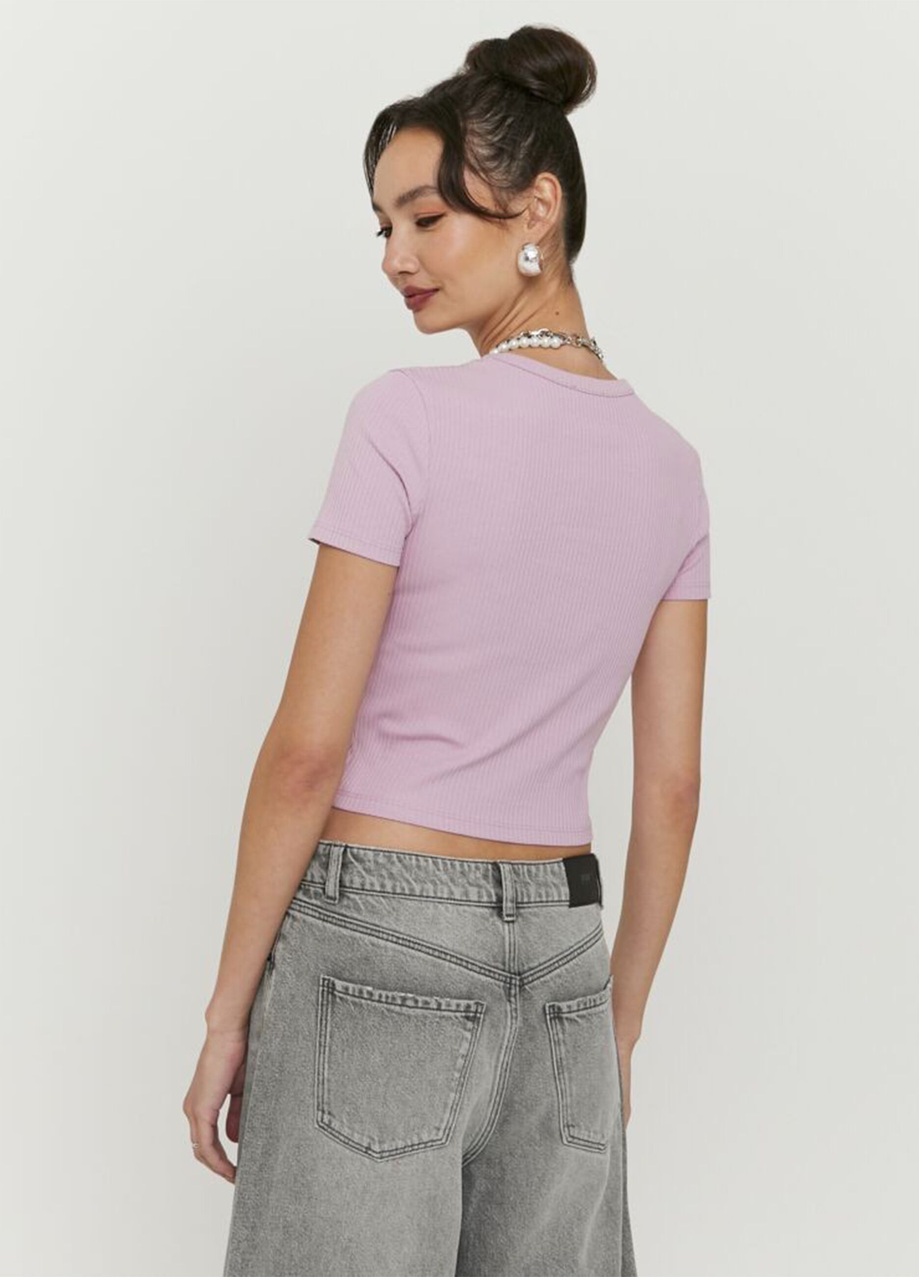 Pink stretch cotton t-shirt regular fit