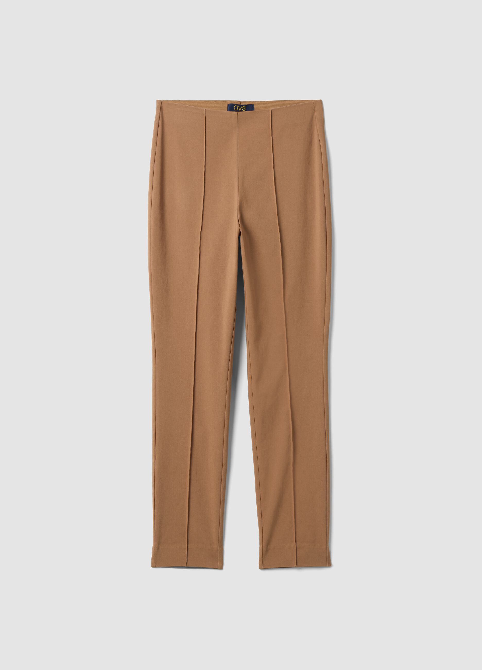 Brown stretch viscose slim-fit leggings