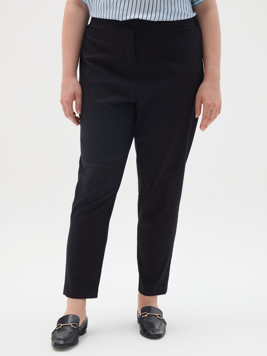 Women's Black Stretch Viscose Blend Leggings_1