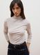 Beige lyocell and stretch wool mock-neck T-shirt, regular fit_3