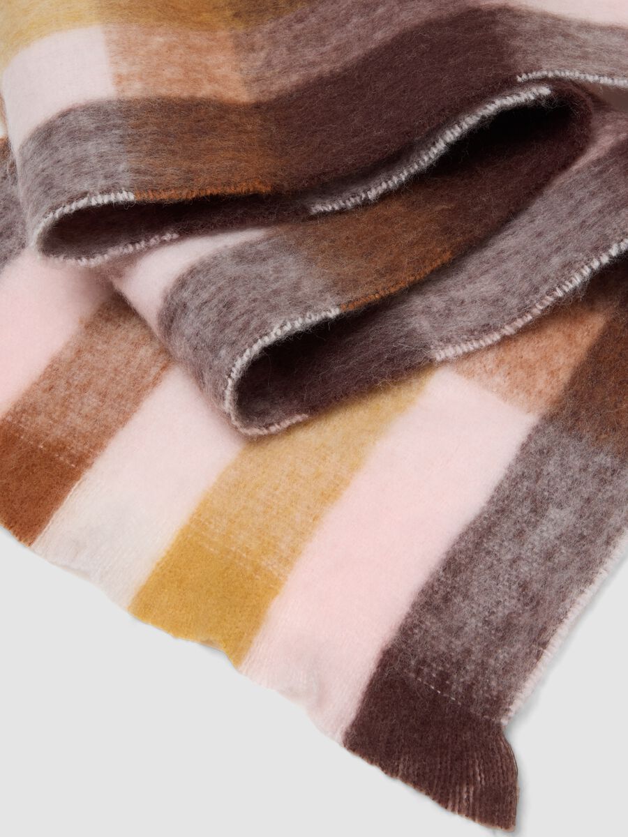 Pink checked wool-blend scarf_2