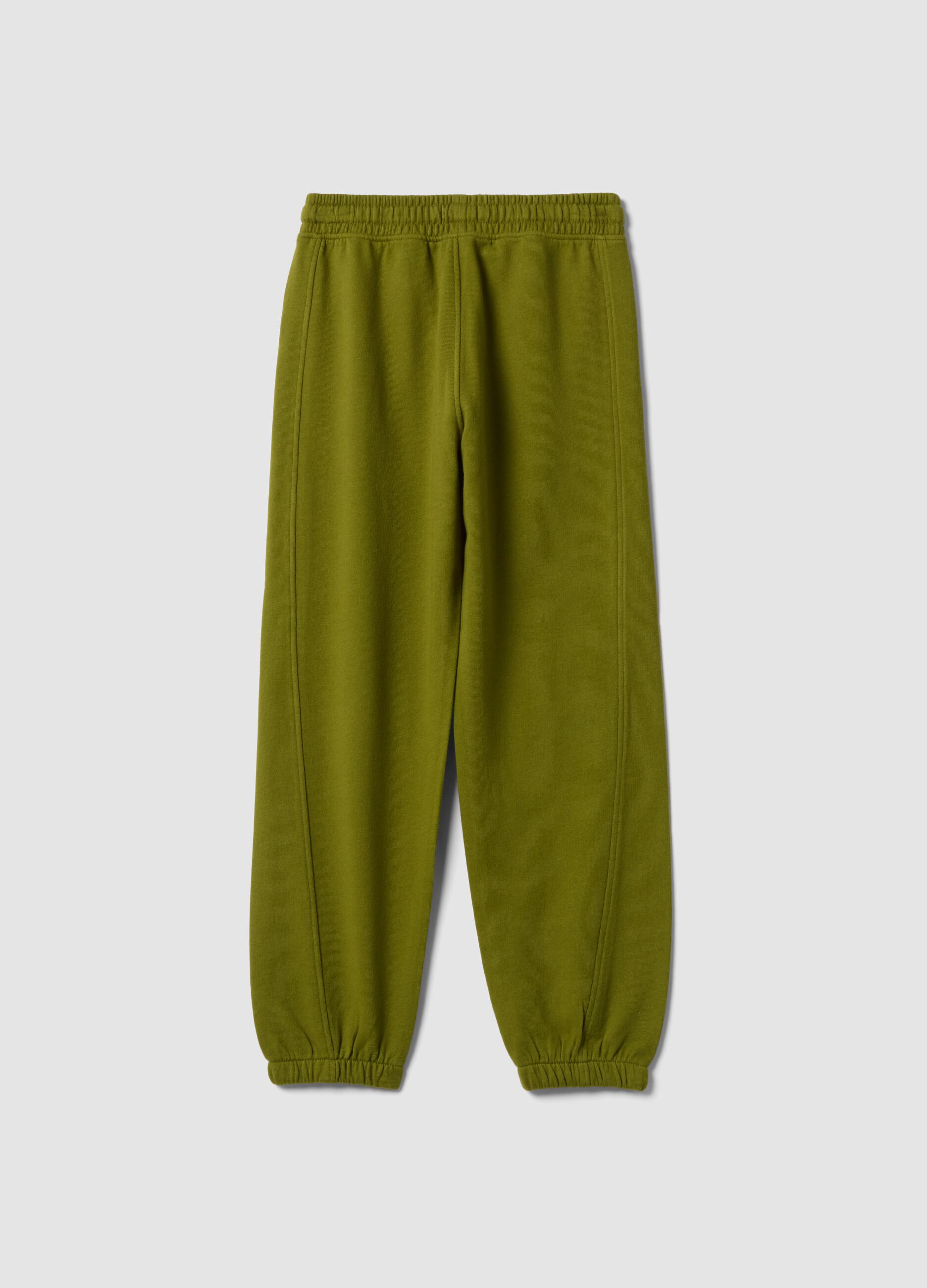 Pantaloni jogger verdi in puro cotone con fondo elastico