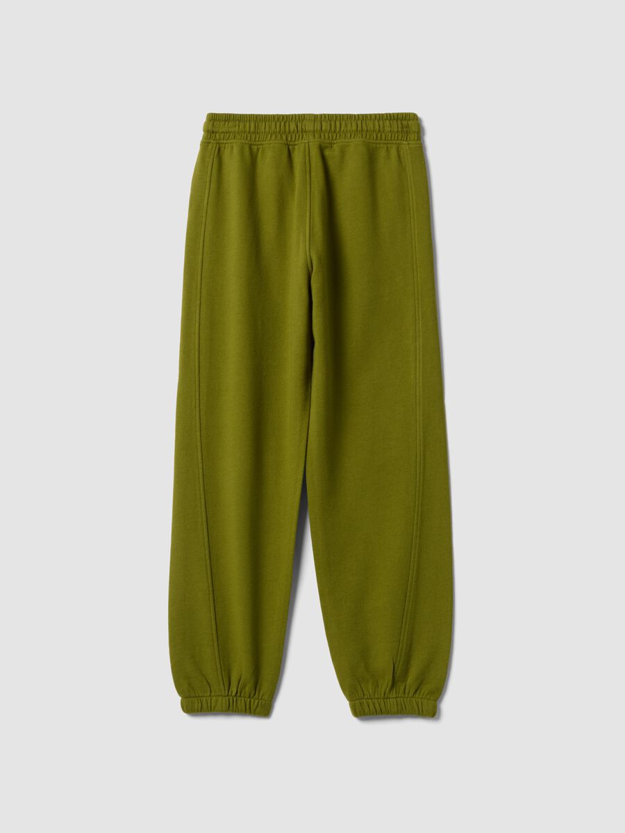 Green pure cotton joggers with elasticated cuffs_1