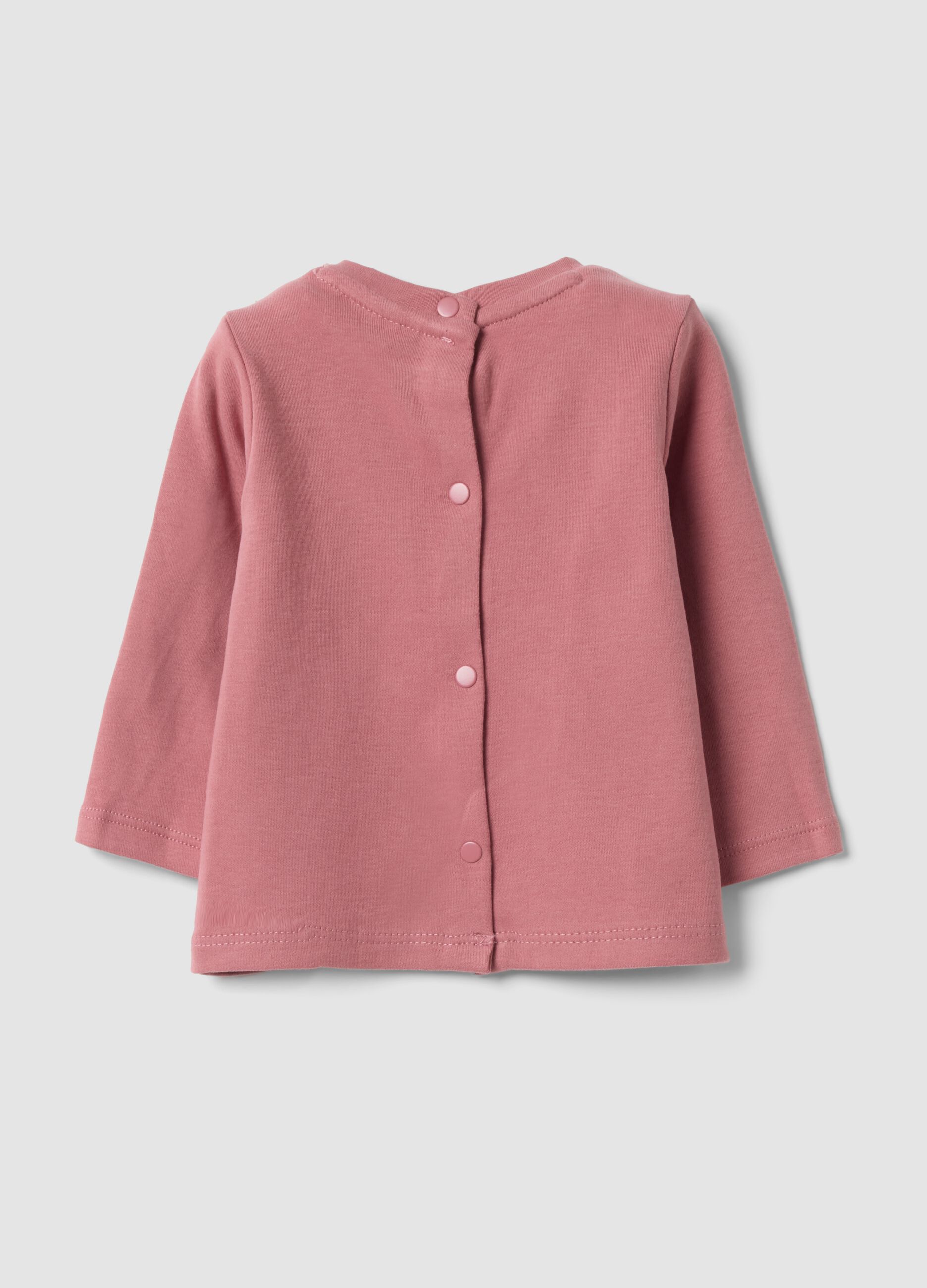 Pink pure organic cotton T-shirt with print, regular fit
