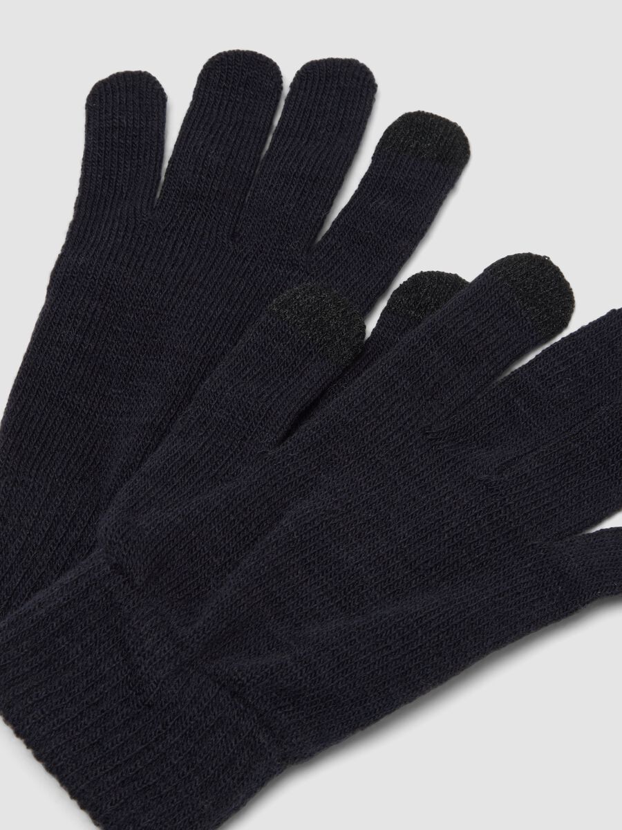 Blue knitted stretch-fabric gloves_2