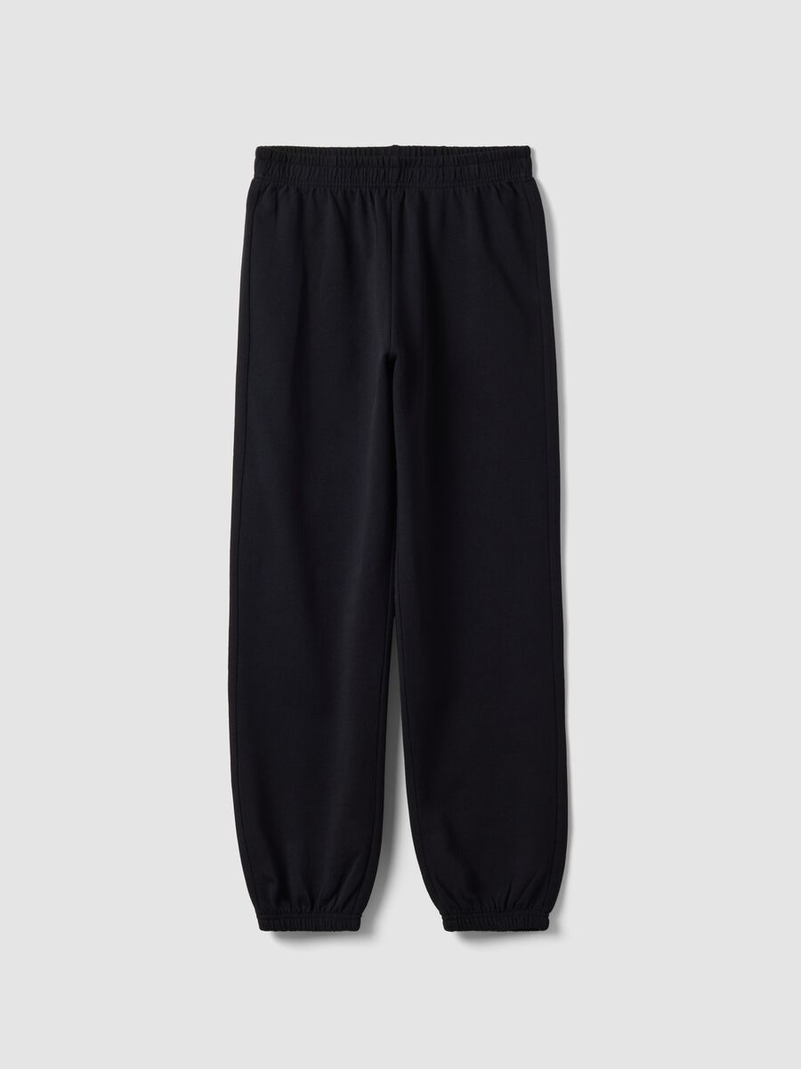 Black jogger trousers in organic cotton and viscose blend for girls_3