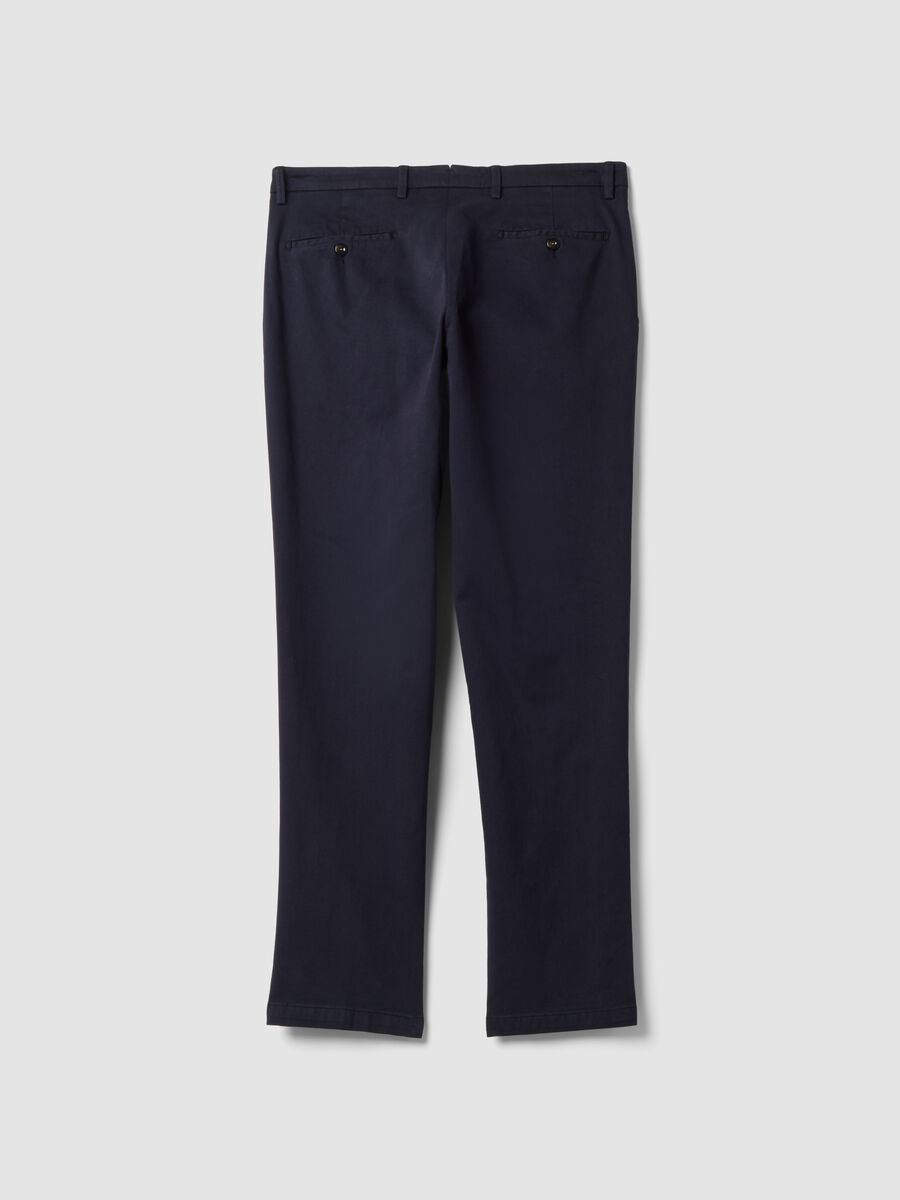Blue stretch cotton and modal chino trousers_2