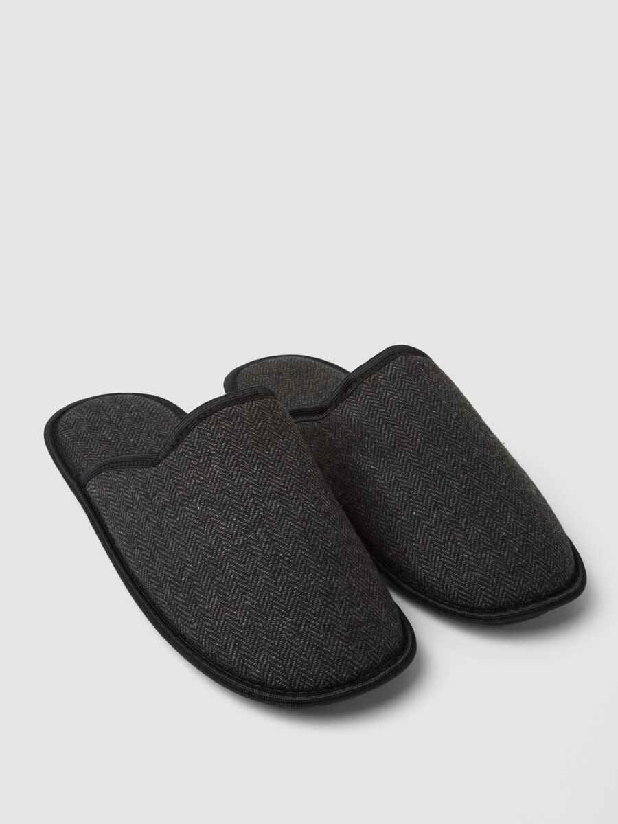 Grey herringbone house slippers_2