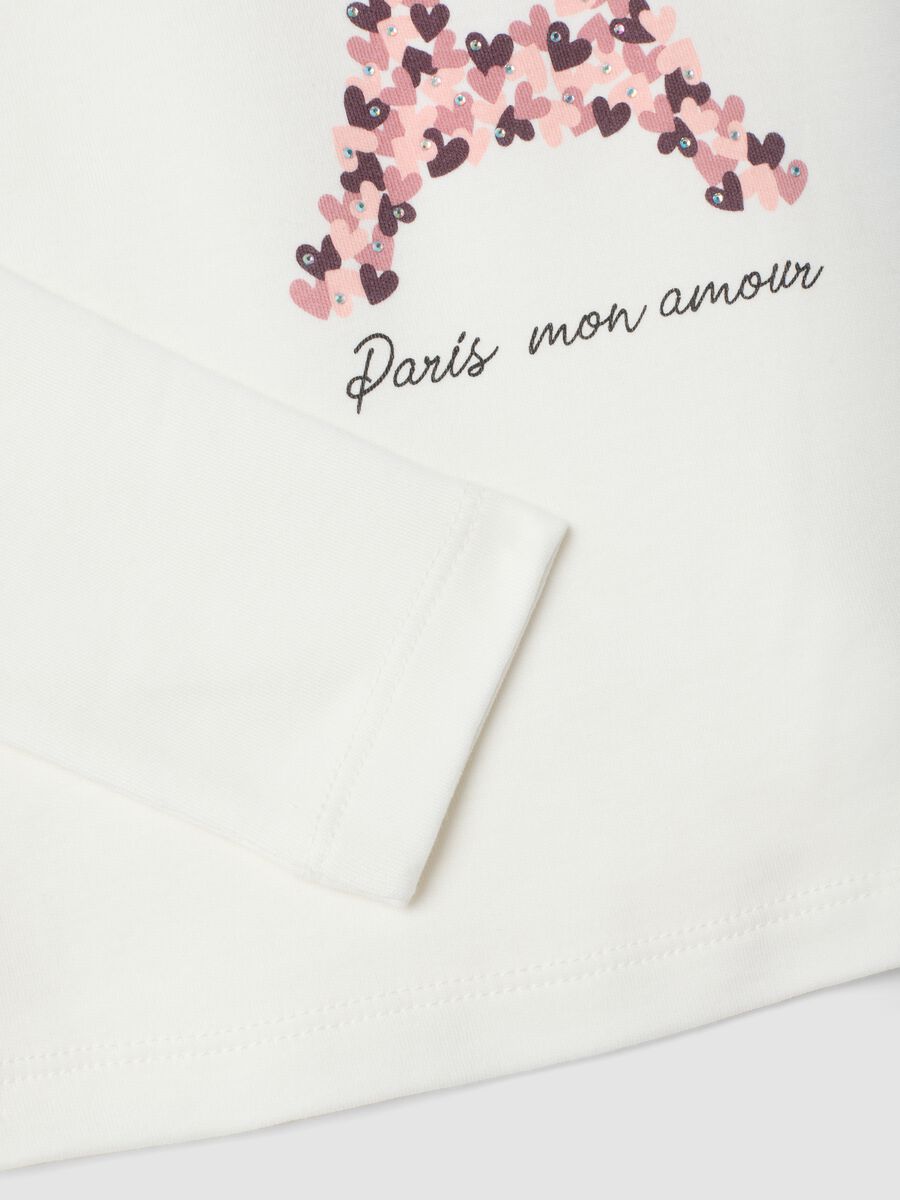 White high-neck T-shirt in pure organic cotton with print_3