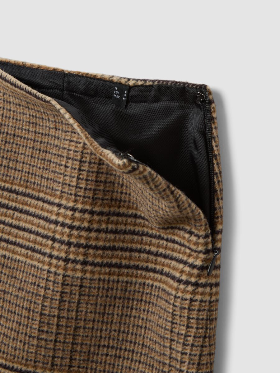Brown wool-blend check mini skirt_5