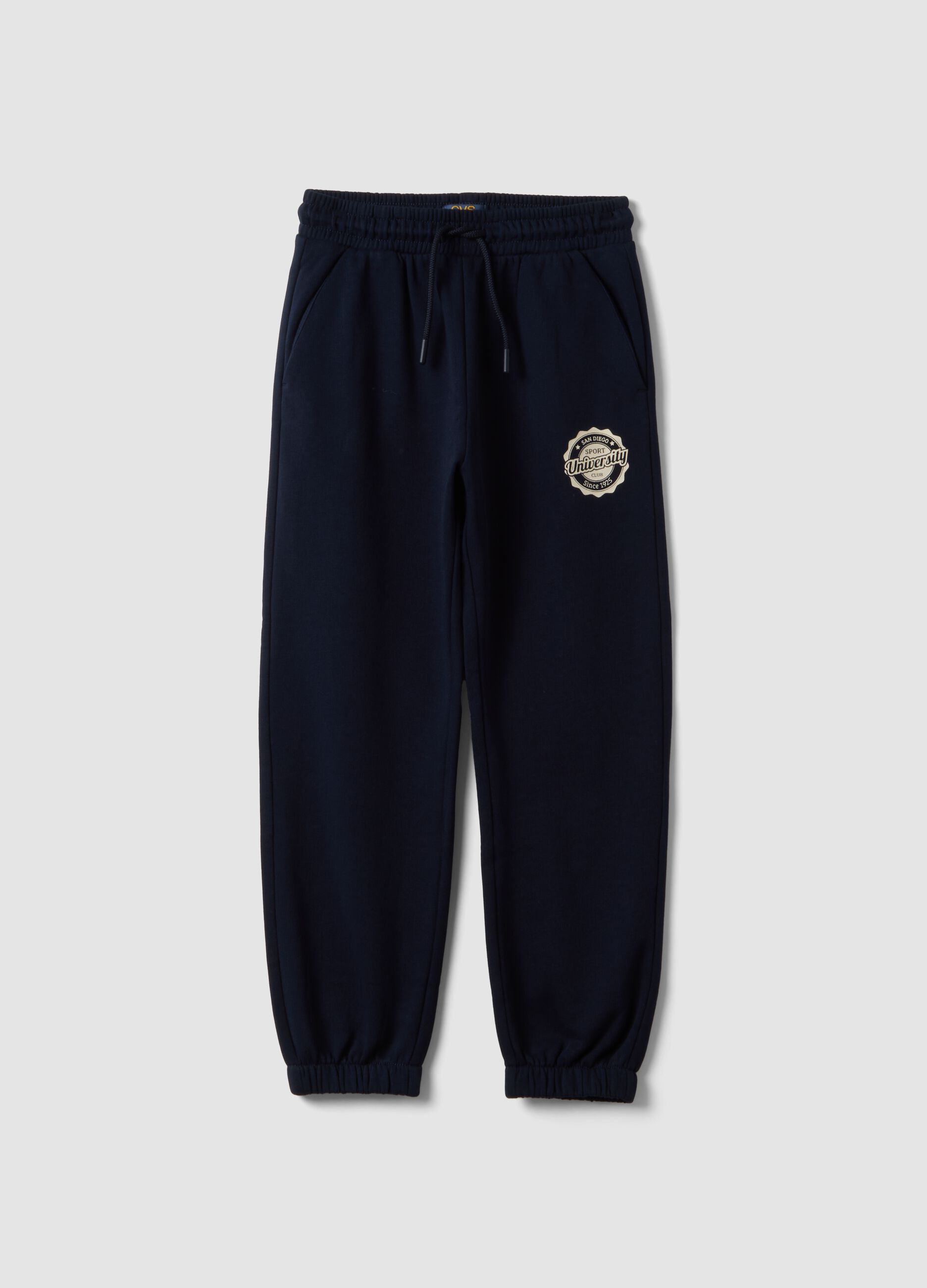 Pantaloni jogger blu in puro cotone regular fit