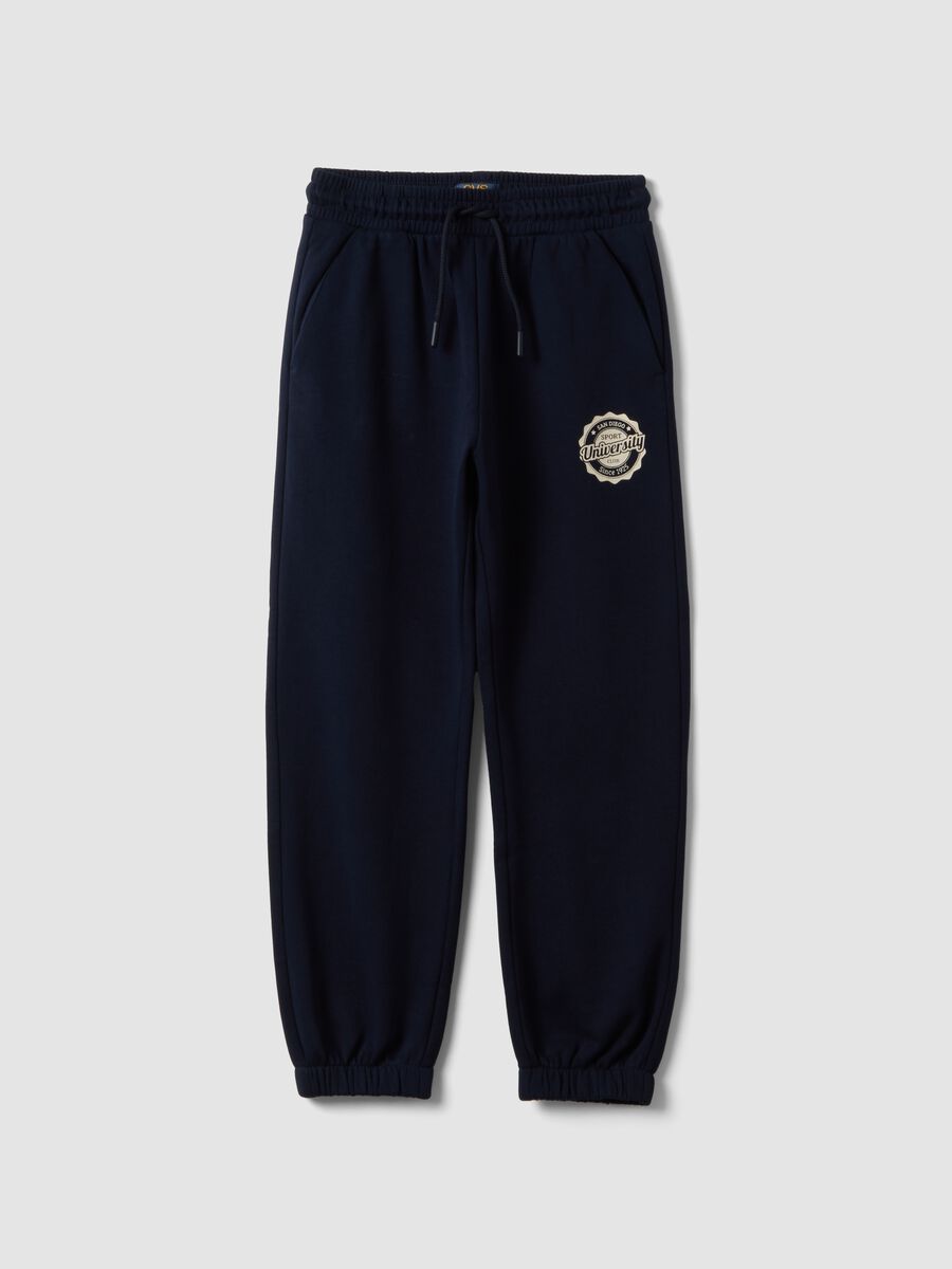 Blue pure cotton regular-fit joggers_0