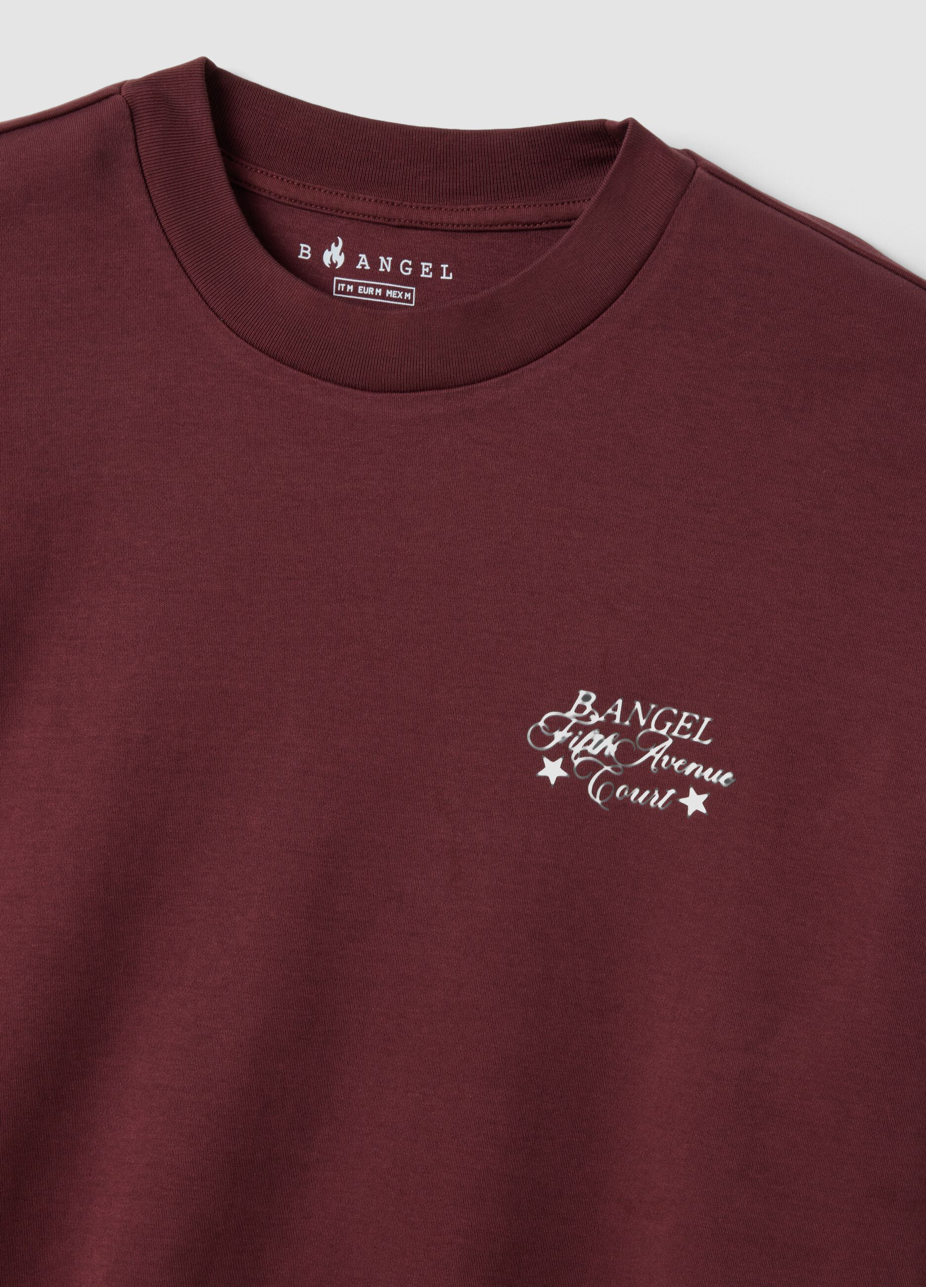 Red pure cotton cropped T-shirt with boxy-fit print
