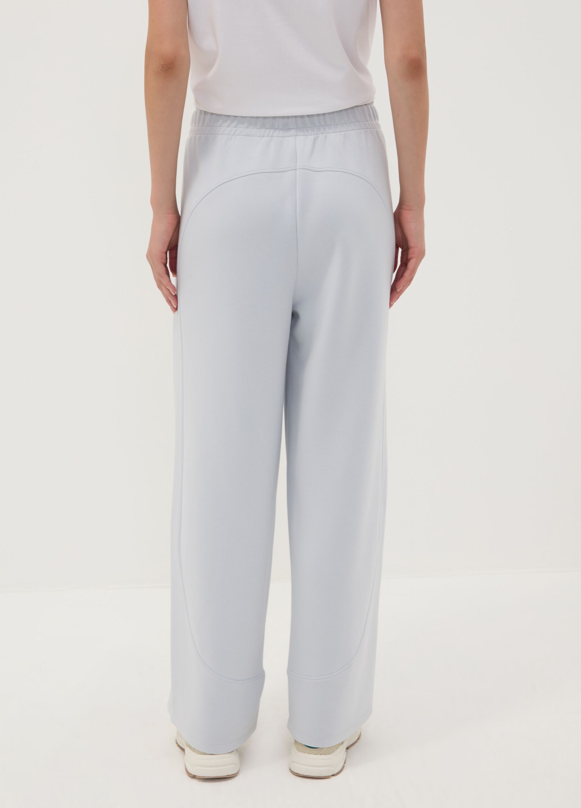 Grey regular-fit stretch viscose jersey trousers