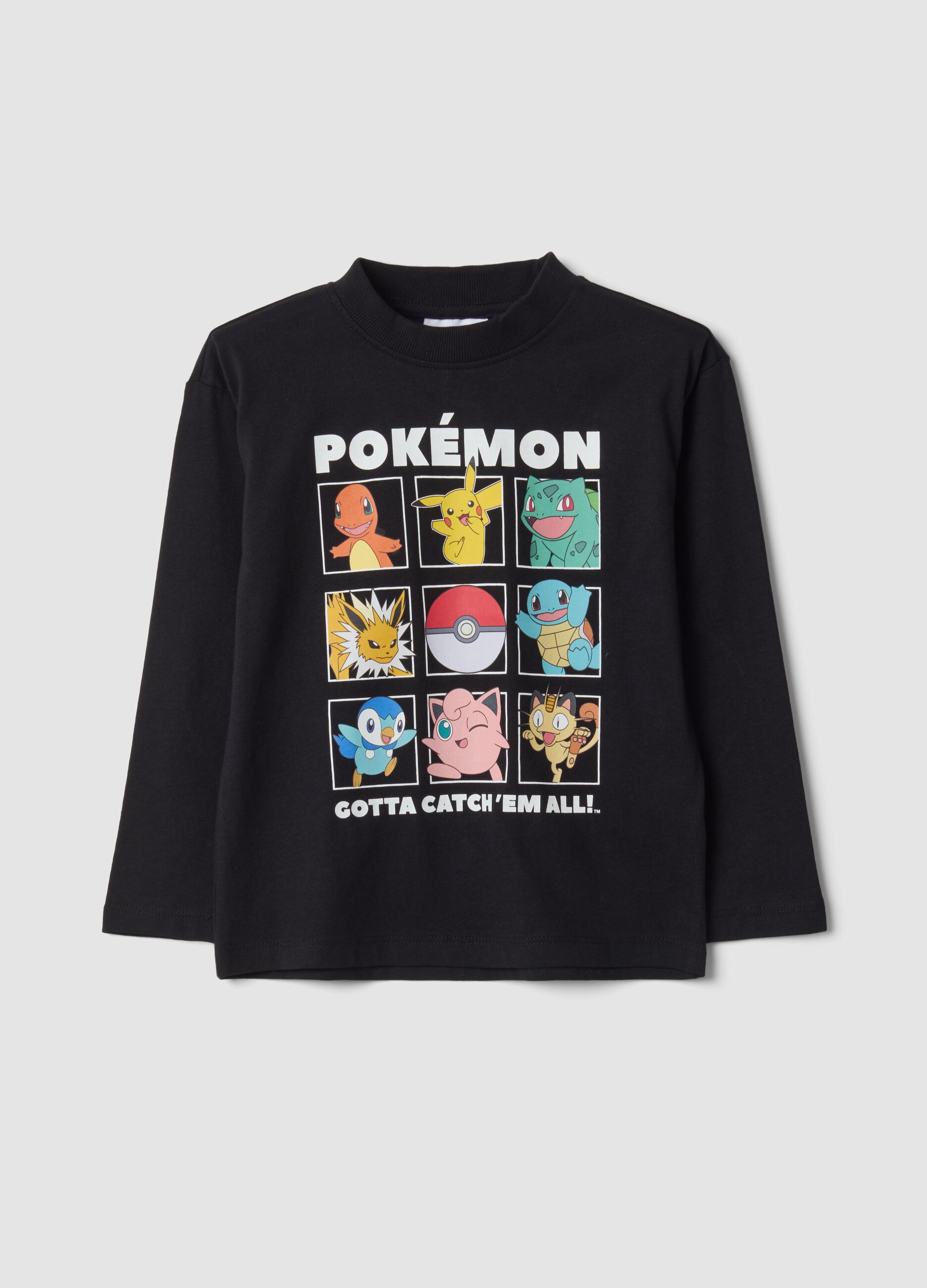 Black pure cotton crew-neck Pok&eacute;mon print T-shirt