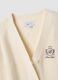 Beige cotton-blend fitted cardigan with deep V-neck_1
