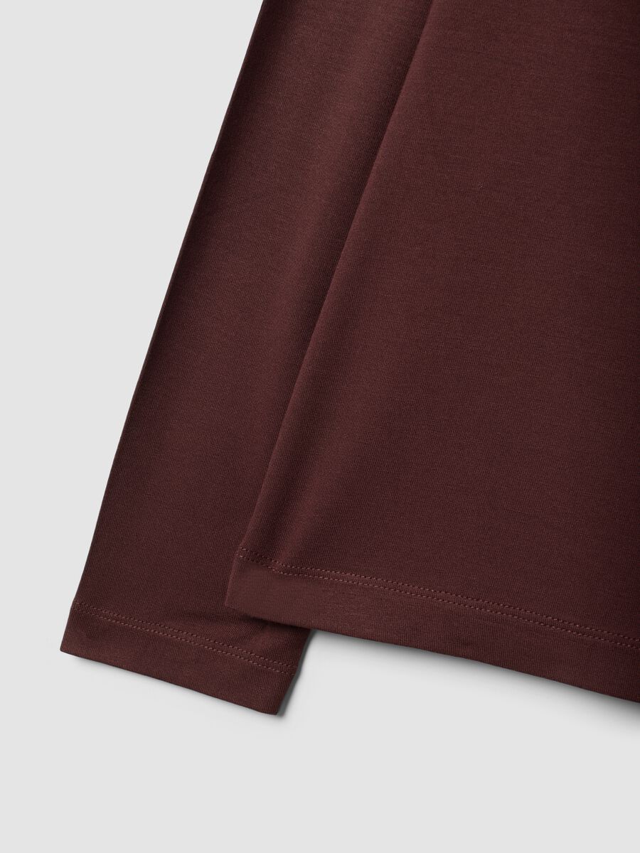 Brown stretch viscose top with high neck, regular fit_2
