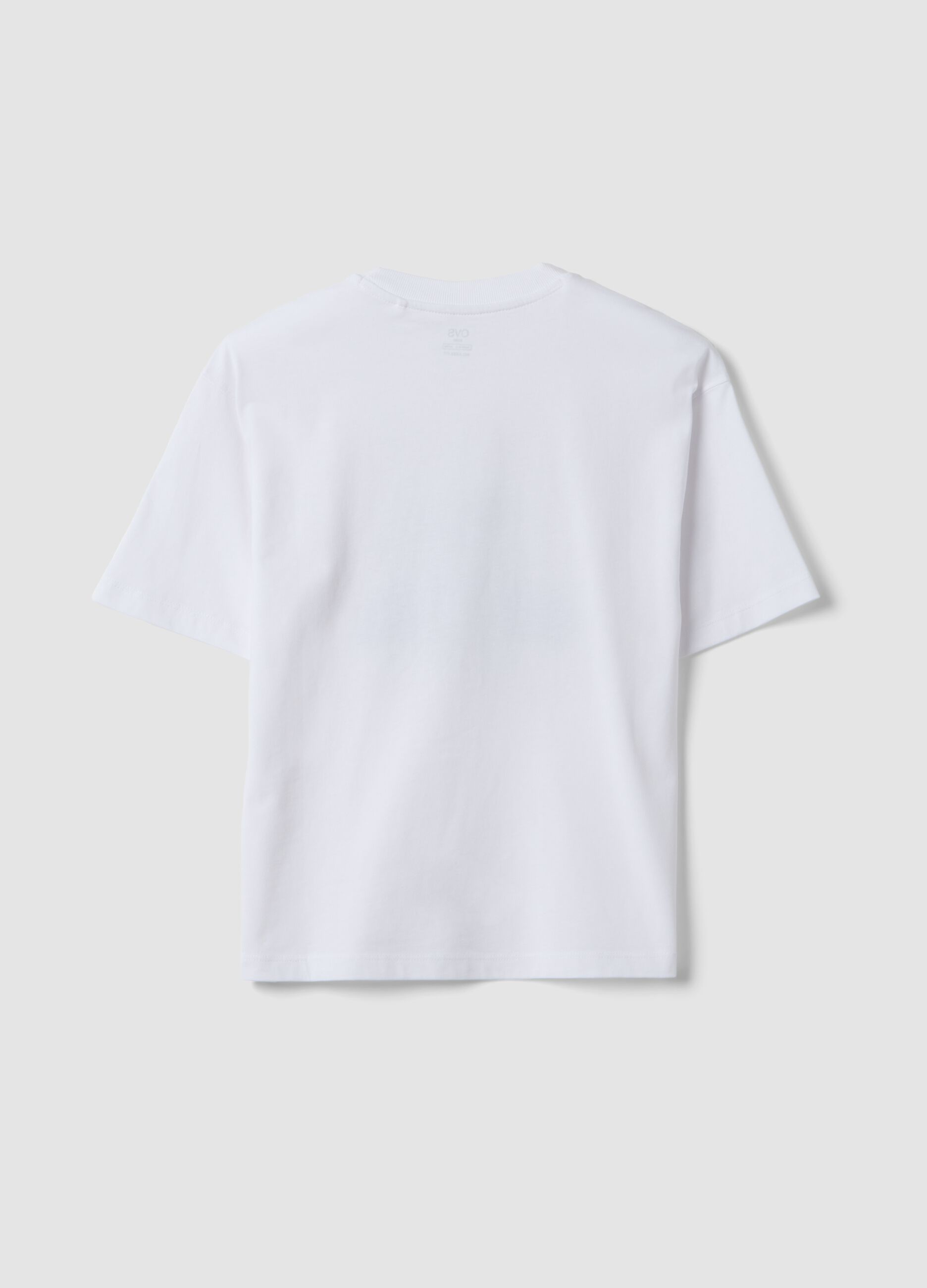 White pure cotton T-shirt with print