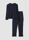 Blue organic cotton crew-neck pyjamas_0