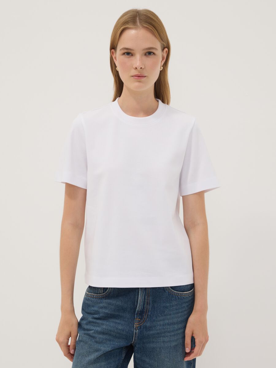 The Iconic Tee relaxed fit white pure cotton short-sleeved T-shirt_1