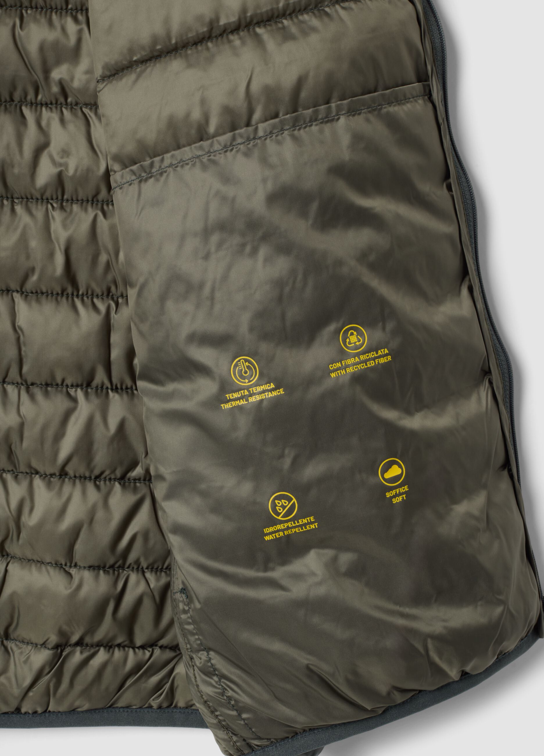 Gilet Ultralight verde imbottito con zip