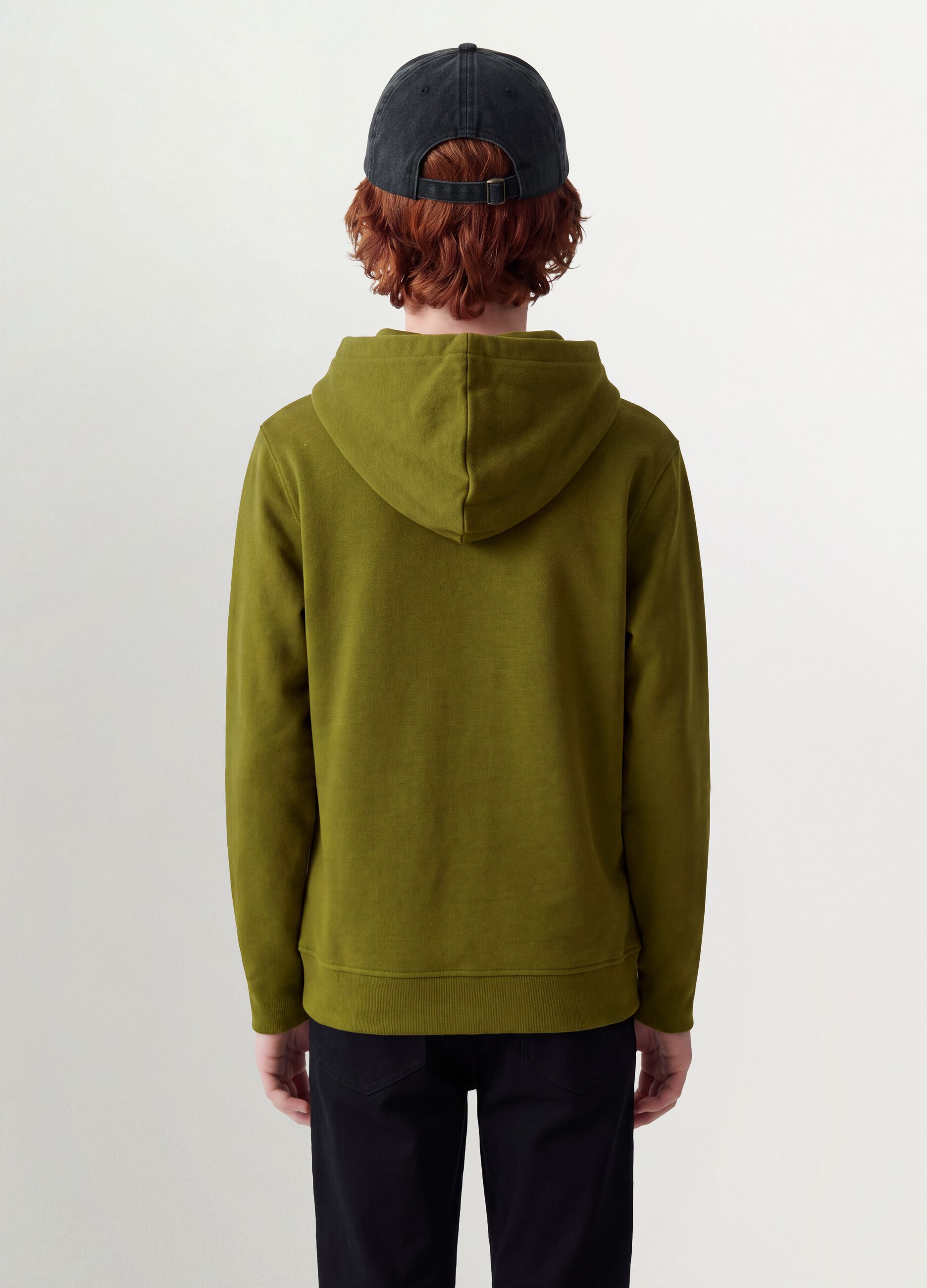 Green regular-fit organic cotton hoodie for boys