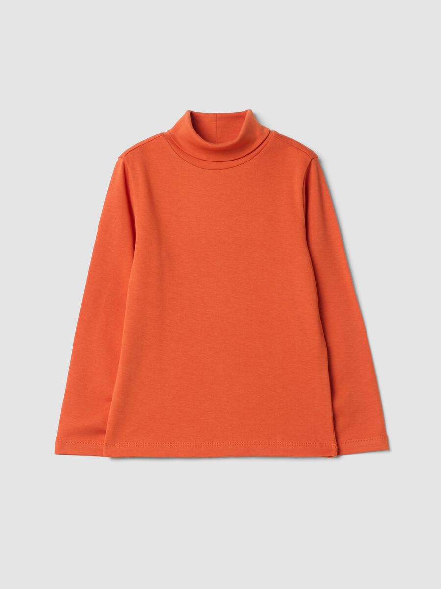 Orange organic cotton polo-neck jumper_0
