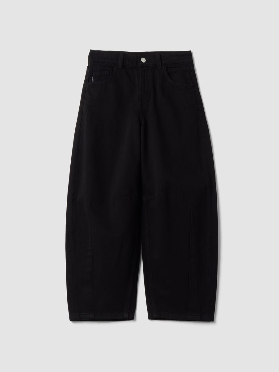 Black pure cotton baggy-fit trousers_0