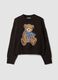Brown stretch-viscose jumper with teddy bear motif_0