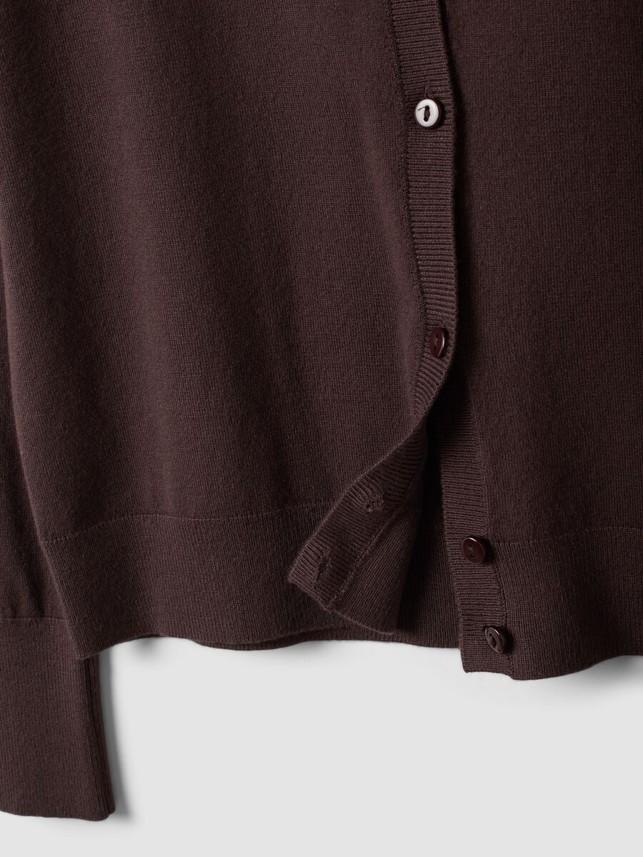 Brown viscose-blend crew-neck cardigan, regular fit_5