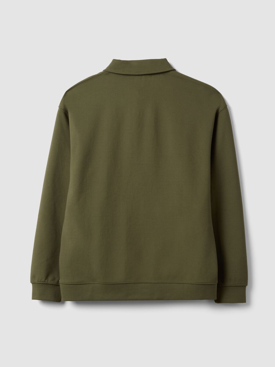 Green stretch polo-collar sweatshirt in a relaxed fit_2