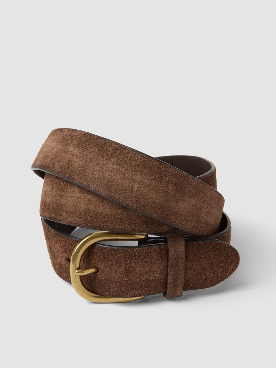 Men&rsquo;s brown genuine leather belt with metal buckle_2