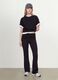 Black flared ribbed pure cotton leggings_0