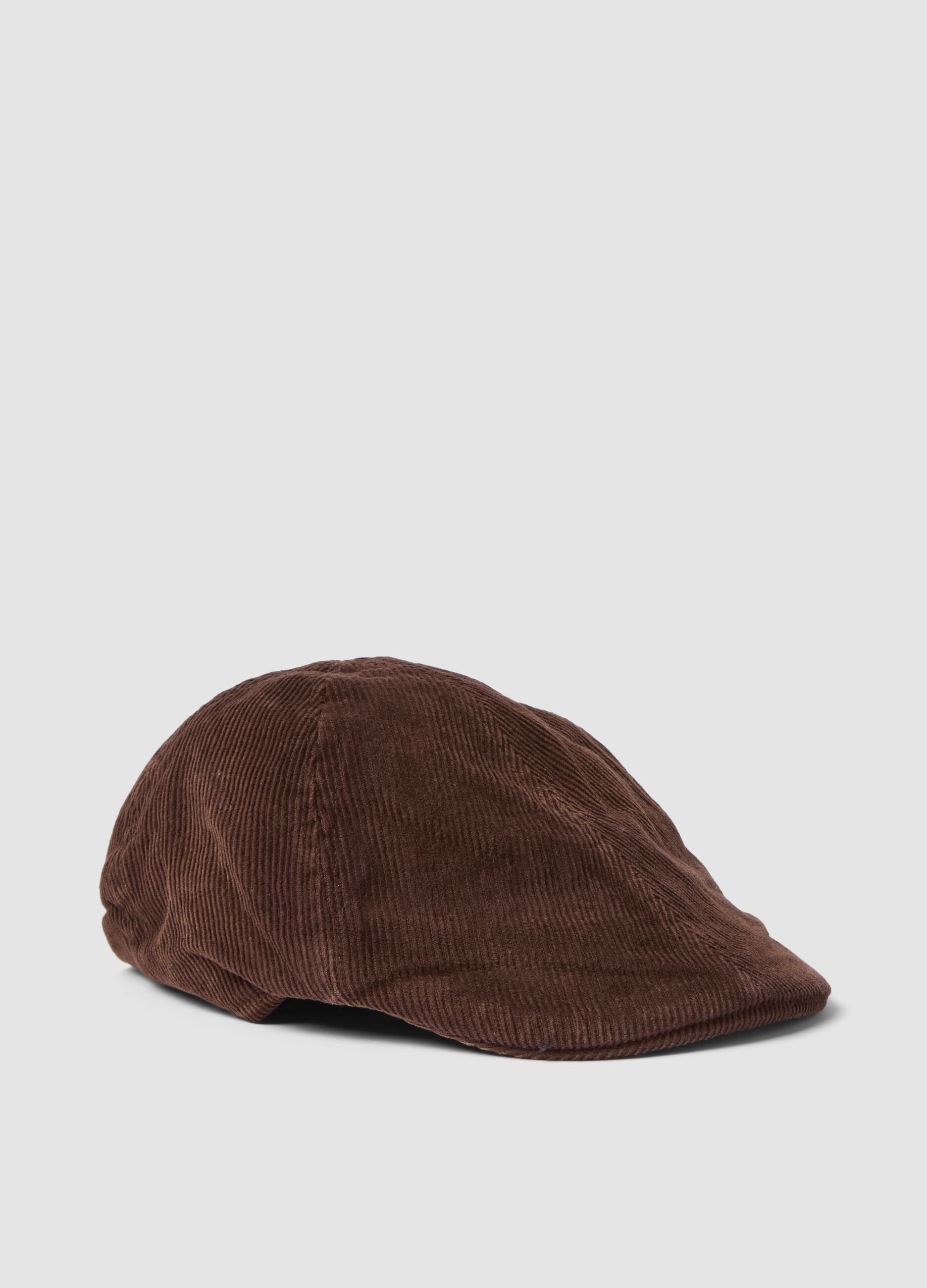 Coppola marrone in puro cotone a coste