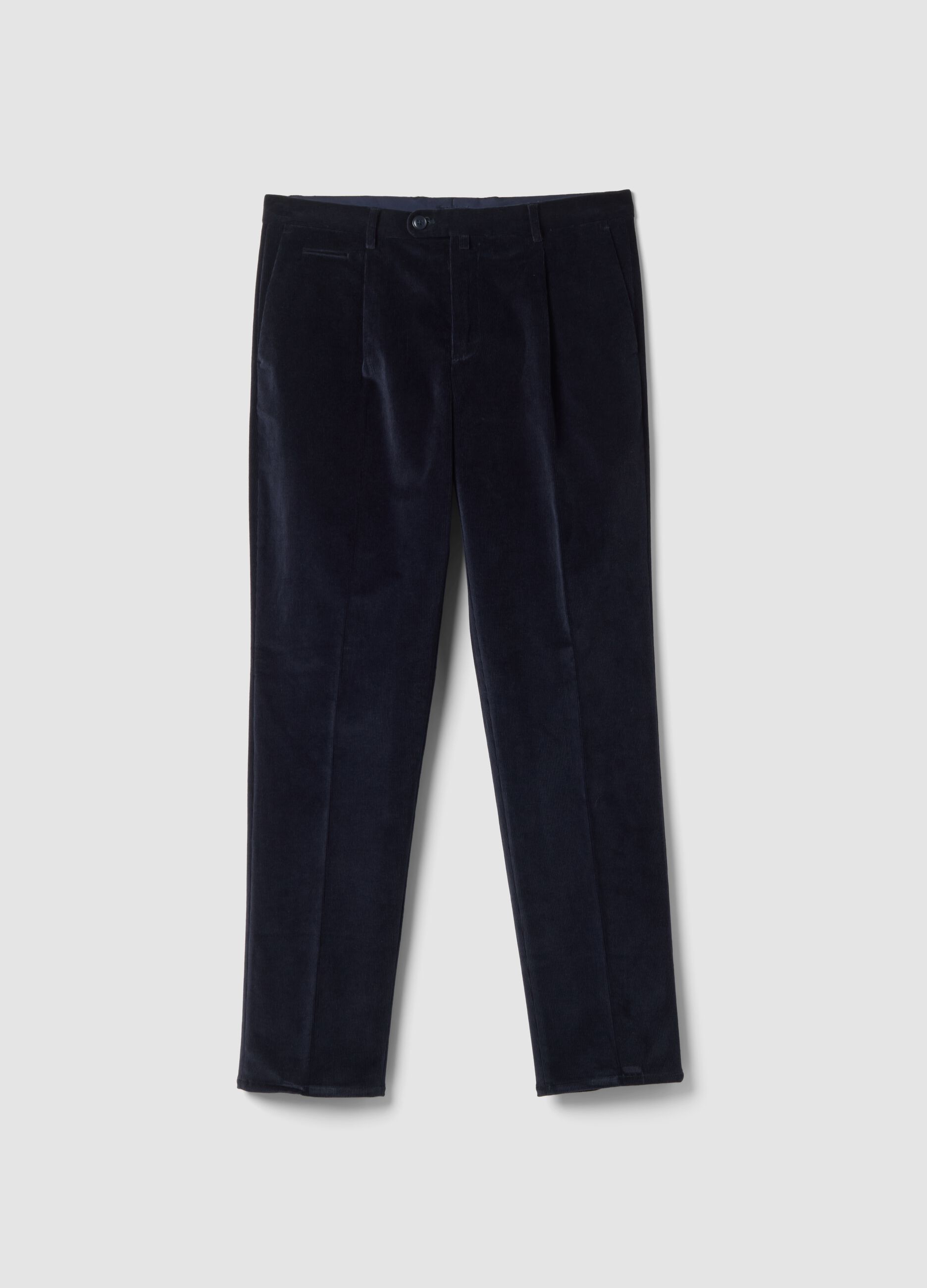 Pantaloni blu navy in cotone elasticizzato