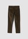 Pantaloni marroni in cotone elasticizzato a coste_2