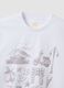 White pure cotton T-shirt with front print, regular fit_5