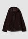 Dark brown sherpa hoodie sweatshirt with crew neck_0