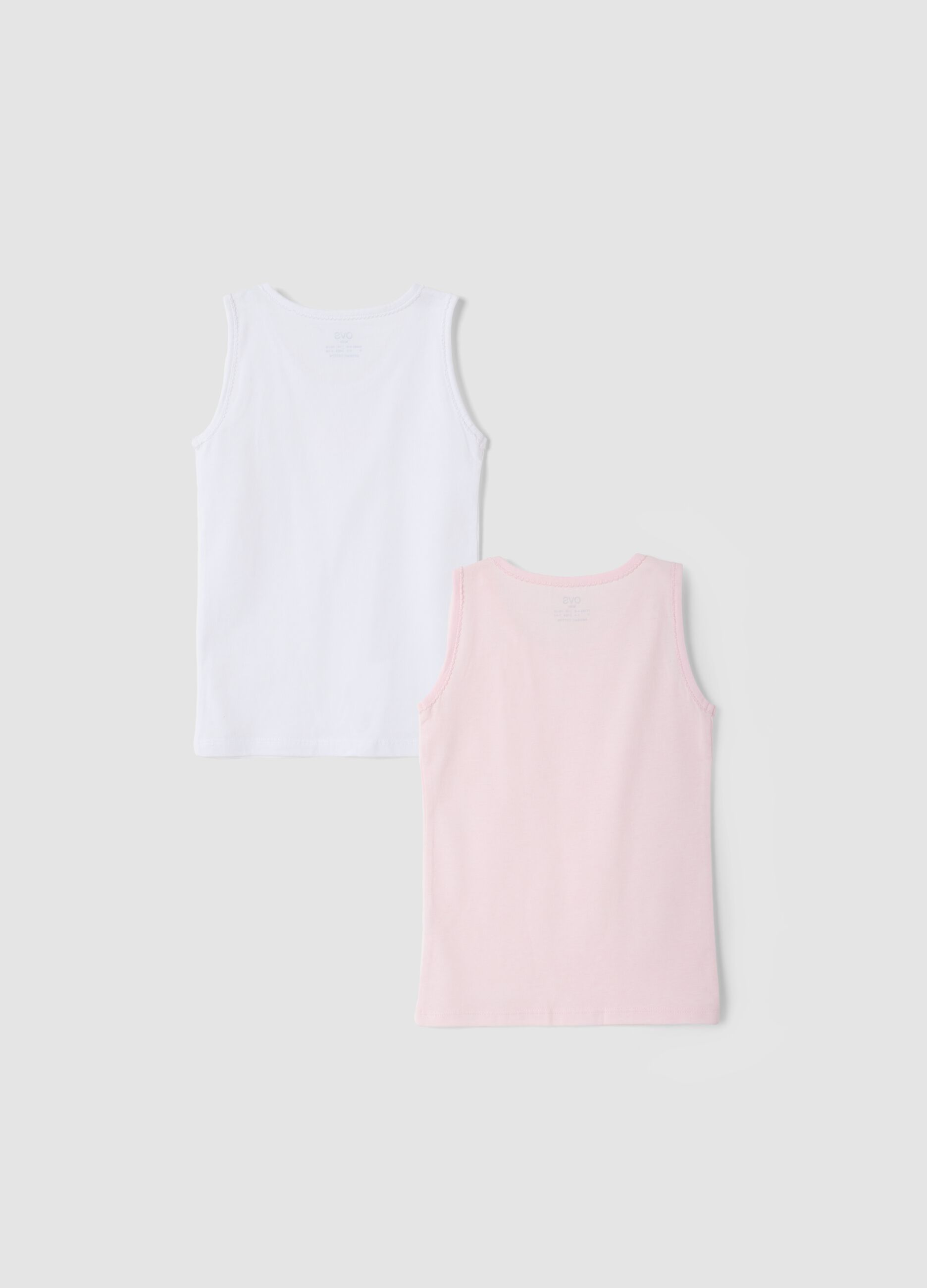 Bipack canotte rosa e bianco in puro cotone organico girocollo