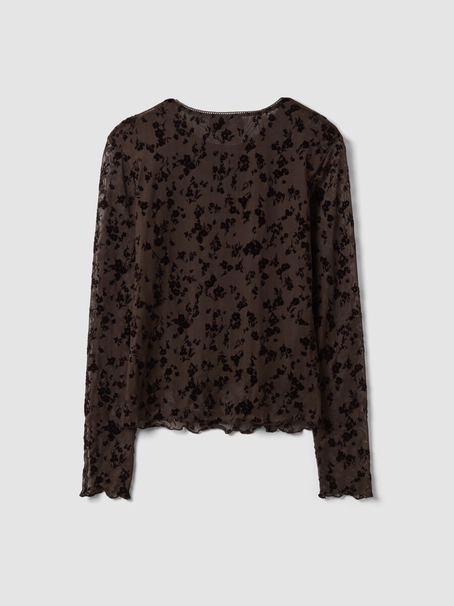Black stretch floral-pattern T-shirt_6