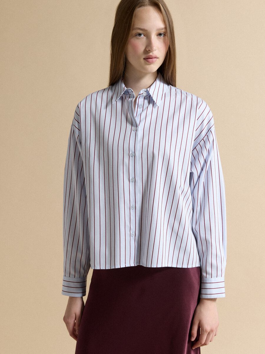 Blue striped pure cotton regular-fit shirt_0
