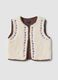 Gilet bianco girocollo con ricami floreali regular fit_0