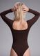 Brown bodysuit in breathable stretch fabric with wide neckline ALTAVIA STUDIO_3