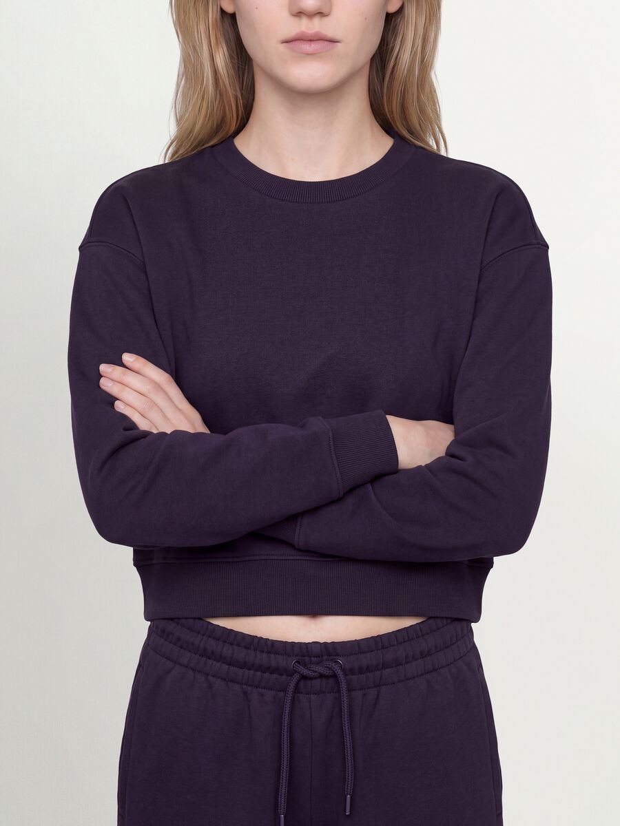 Purple cotton-blend crew-neck sweatshirt, regular fit_3