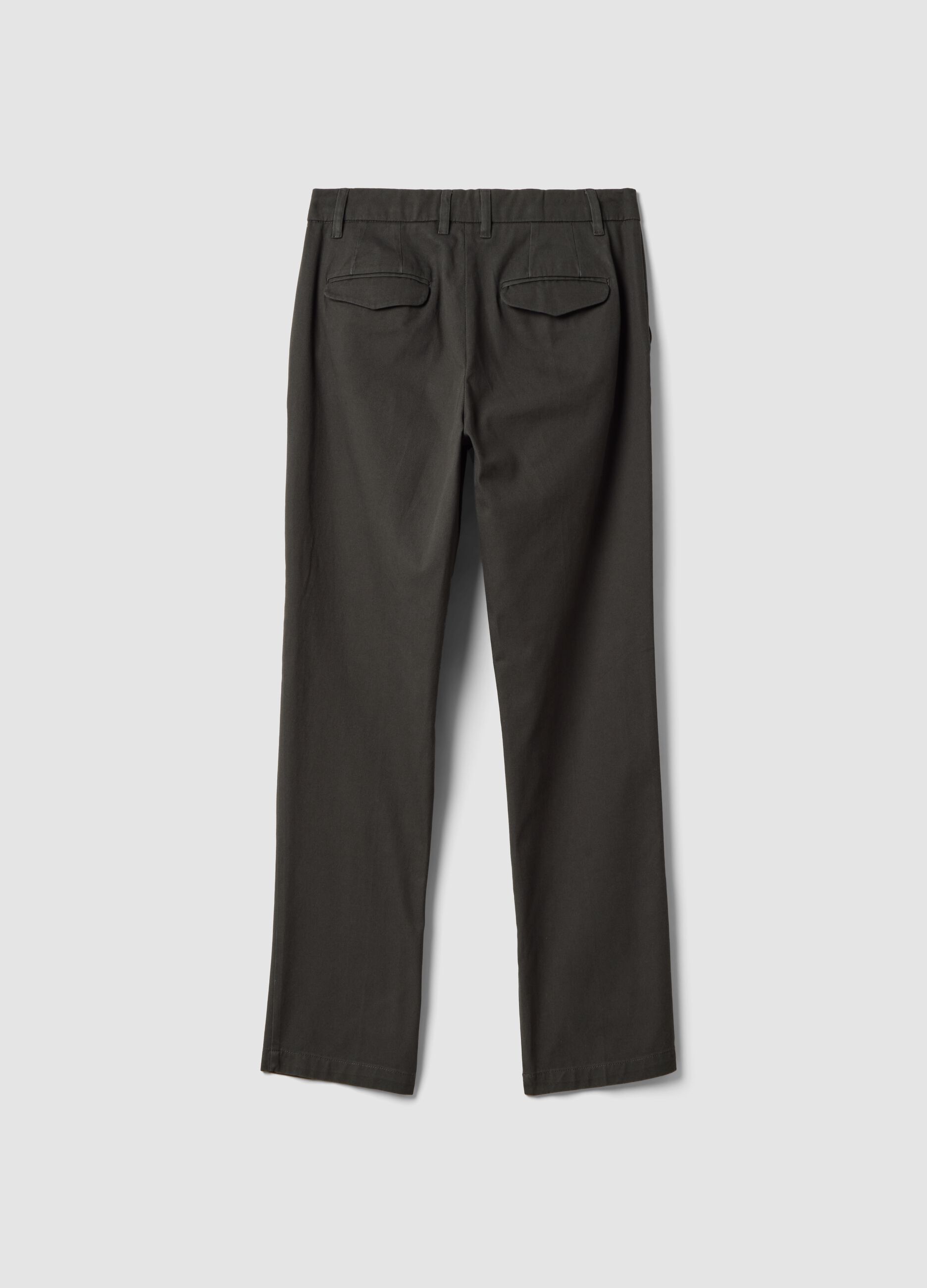 Pantaloni chino verdi in puro cotone regular fit