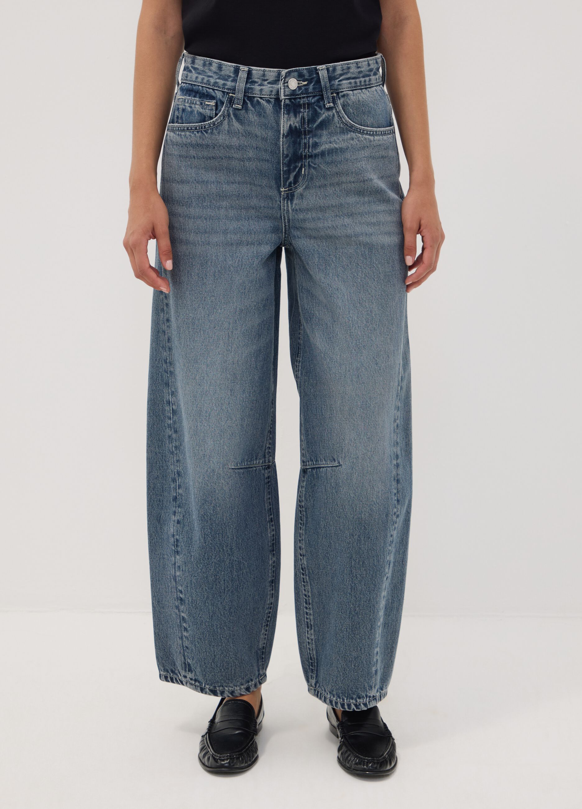 Pure cotton denim balloon-fit jeans