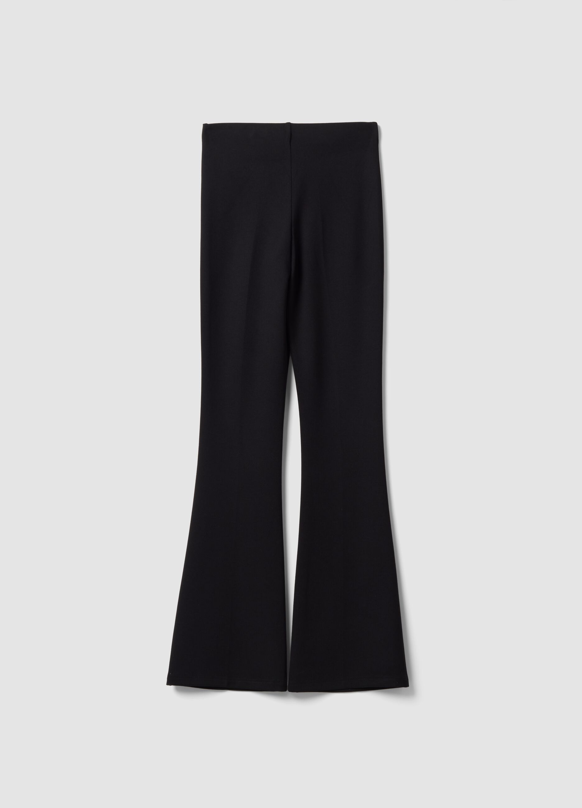 Black flared leggings in stretch viscose Milano stitch