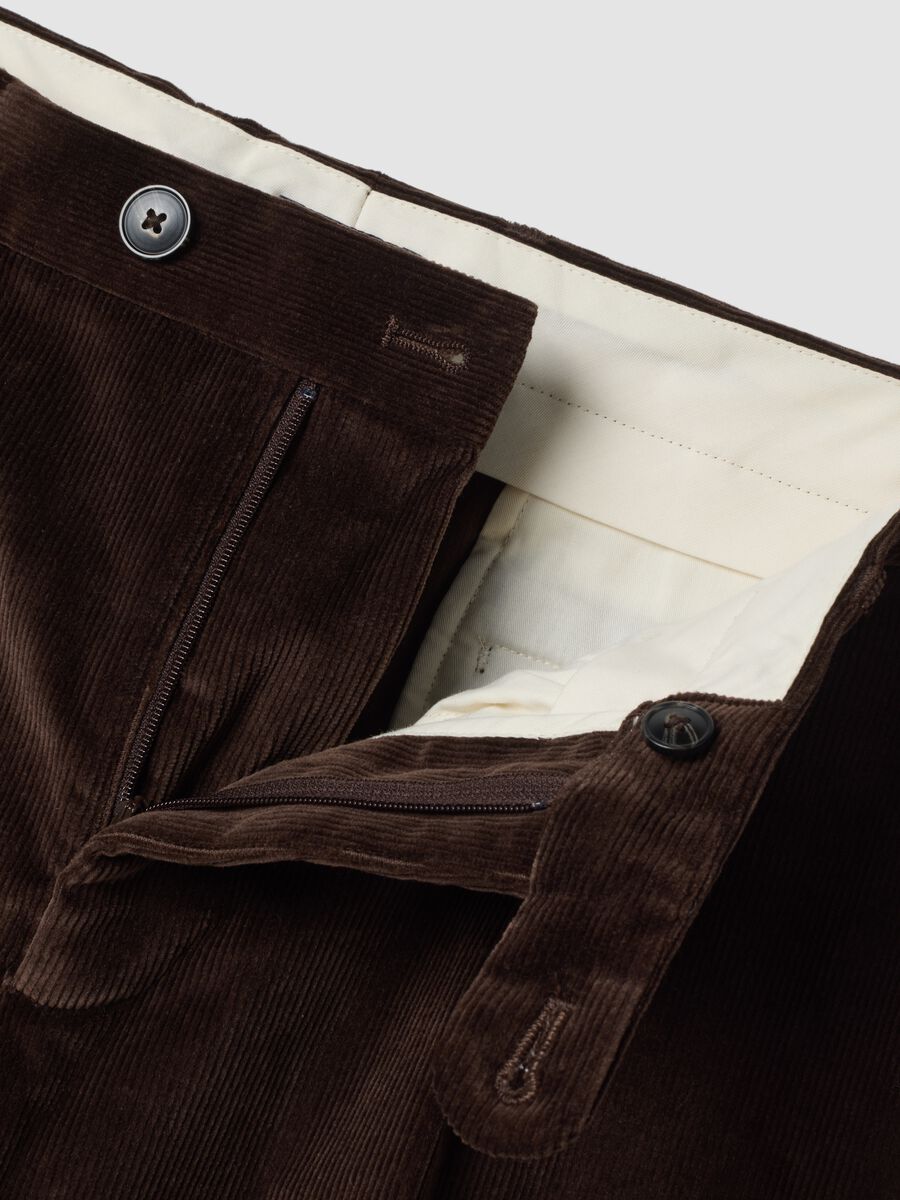 Brown regular-fit ribbed stretch-cotton trousers_1