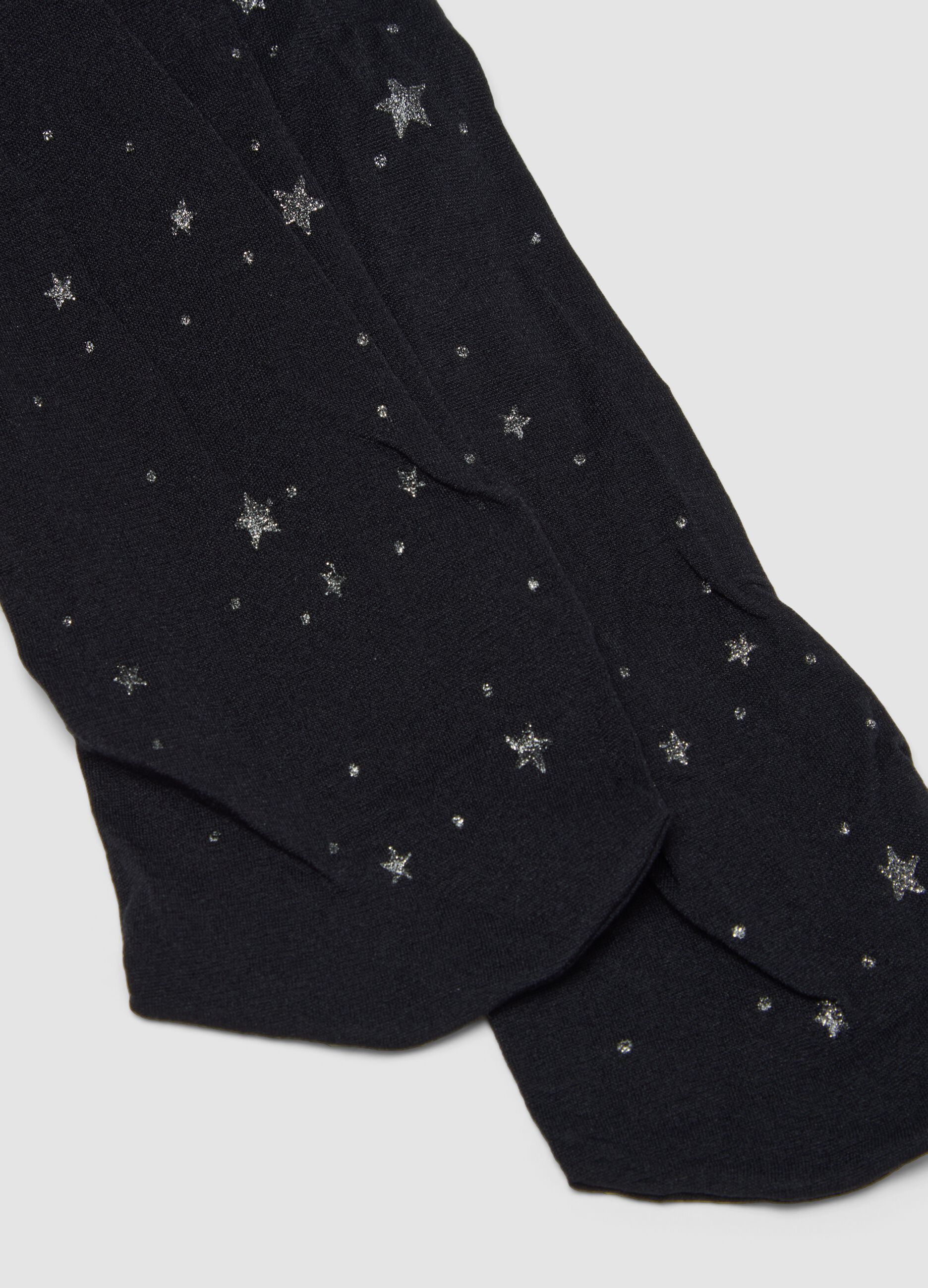 Collant nere in tessuto elasticizzato con stelle