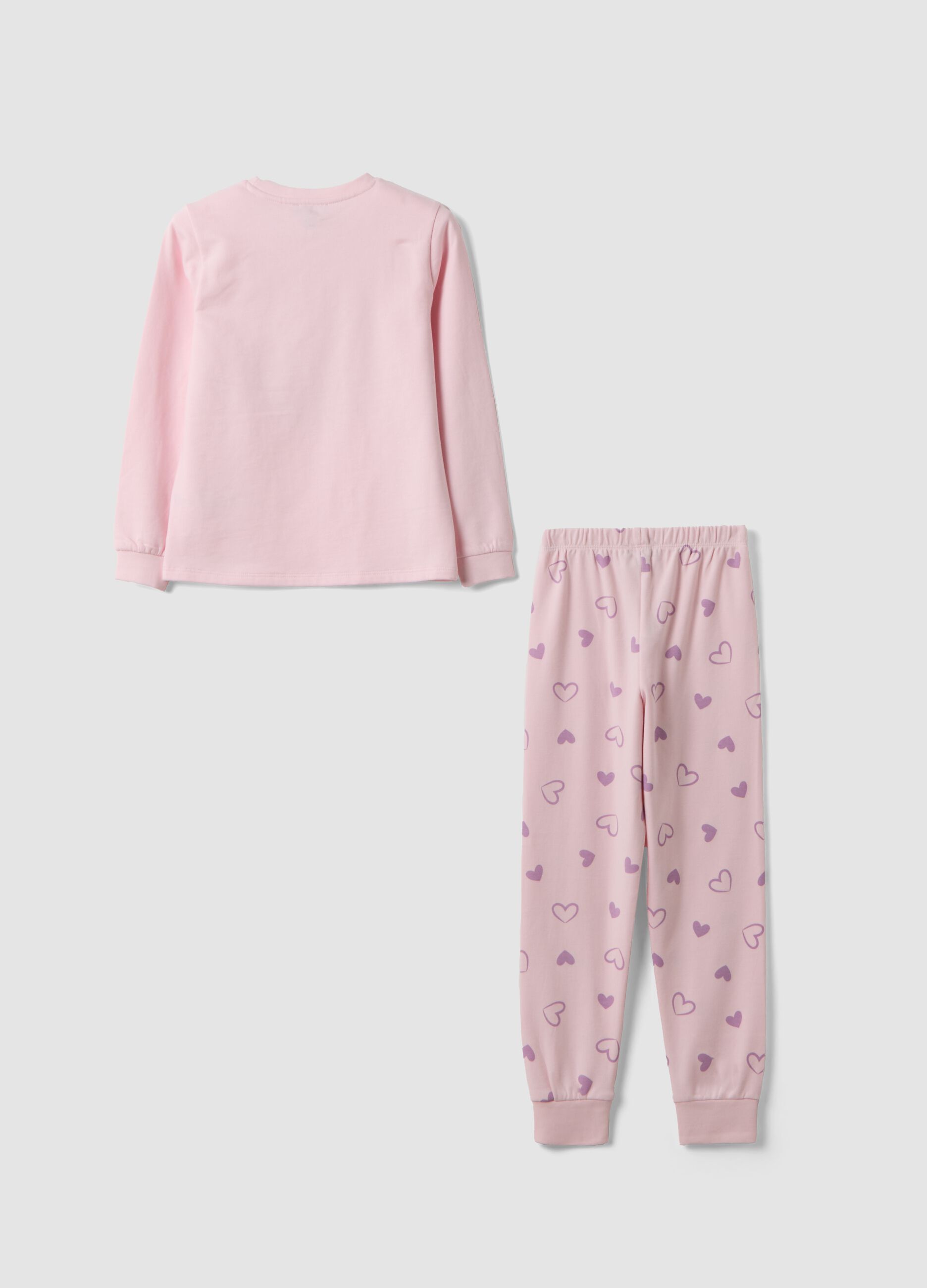 Pastel pink pure organic cotton pyjamas with kitten